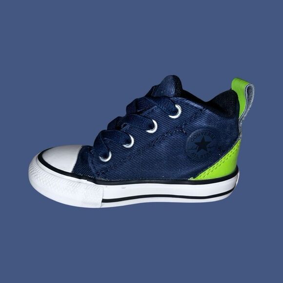Converse Chuck Taylor All Star Axel Sneaker Infant Baby Navy/Green Shoes Size 5 - Picture 4 of 9